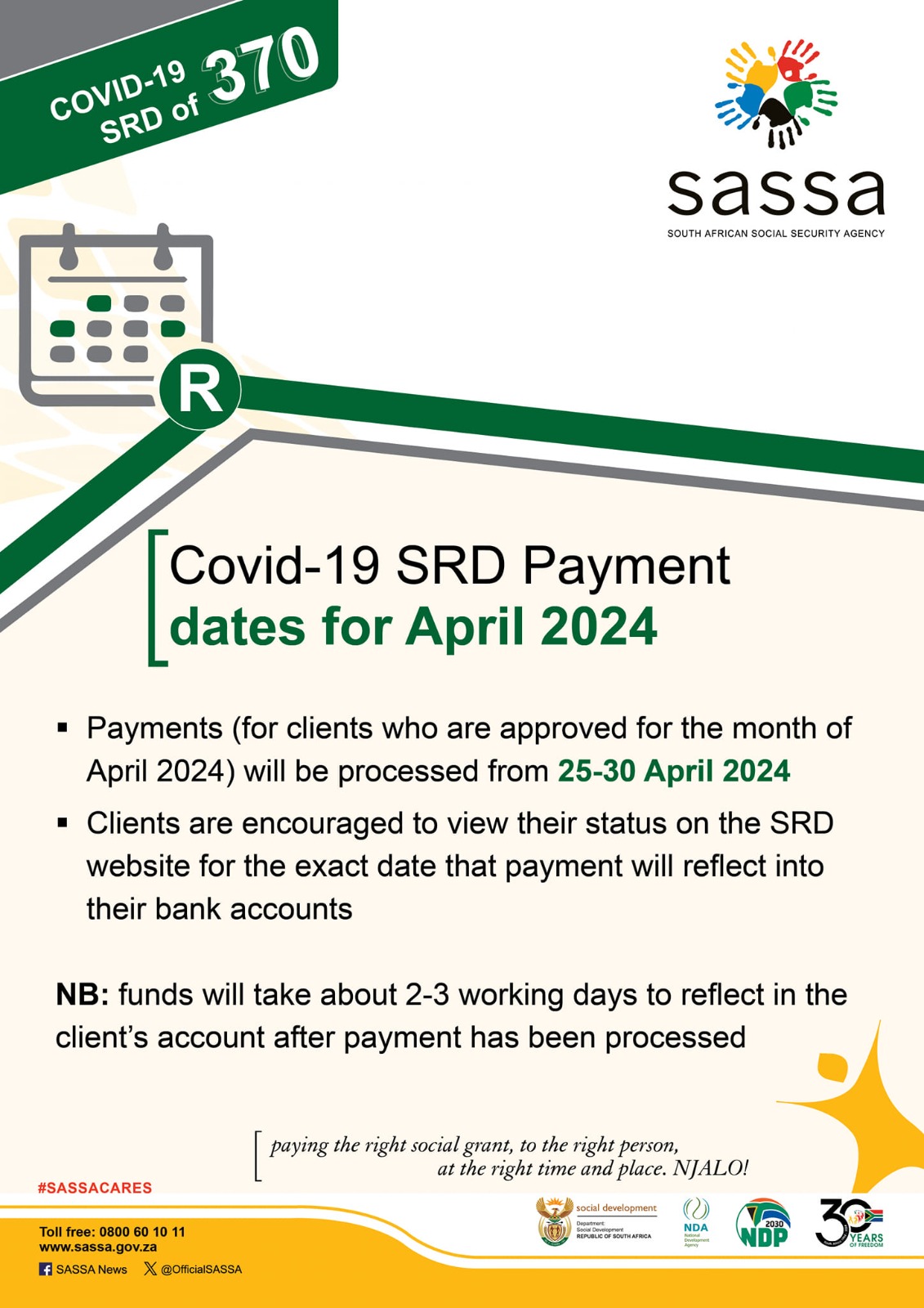 SASSA Payment Dates For April